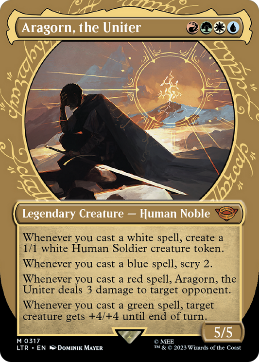 Aragorn, the Uniter (LTR-317) - The Lord of the Rings: Tales of Middle-earth: (Showcase) (Borderless) Foil - Premium MTG Single from Wizards of the Coast - Just $7.01! Shop now at Game Crave Tournament Store