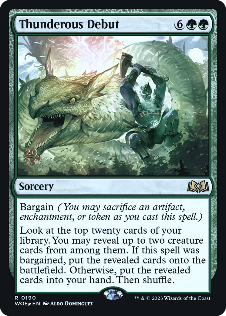 Thunderous Debut (PWOE-190S) - Wilds of Eldraine Promos Foil - Premium MTG Single from Wizards of the Coast - Just $0.28! Shop now at Game Crave Tournament Store