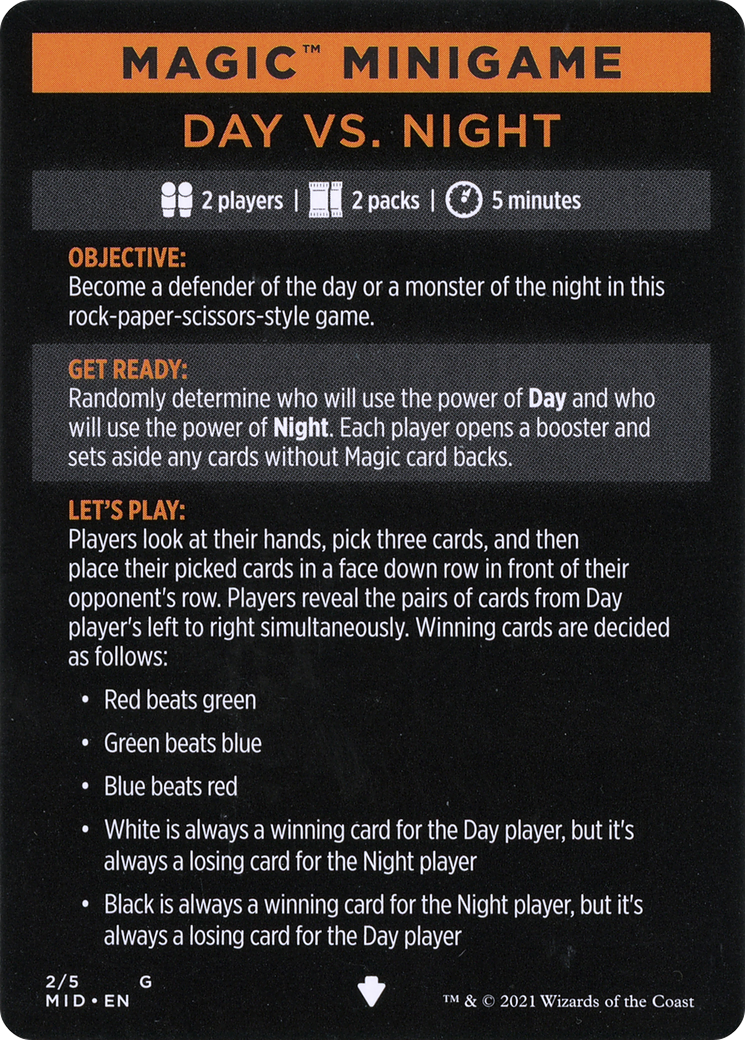 Day Vs. Night // Day vs. Night (cont'd) (MMID-002) - Innistrad: Midnight Hunt Minigames - Premium MTG Single from Wizards of the Coast - Just $0! Shop now at Game Crave Tournament Store
