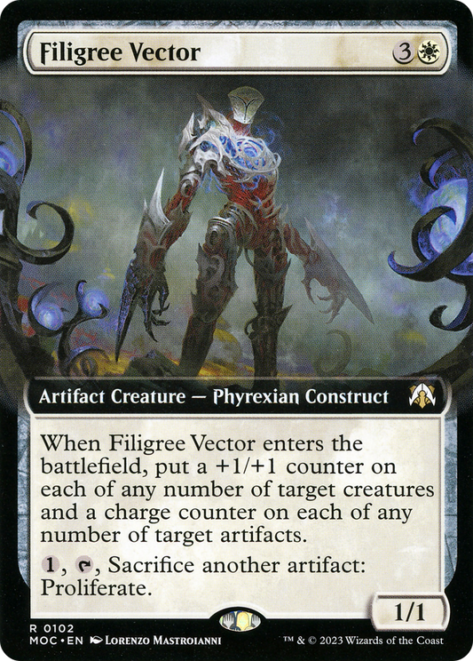 Filigree Vector (MOC-102) - March of the Machine Commander: (Extended Art) - Premium MTG Single from Wizards of the Coast - Just $0.63! Shop now at Game Crave Tournament Store