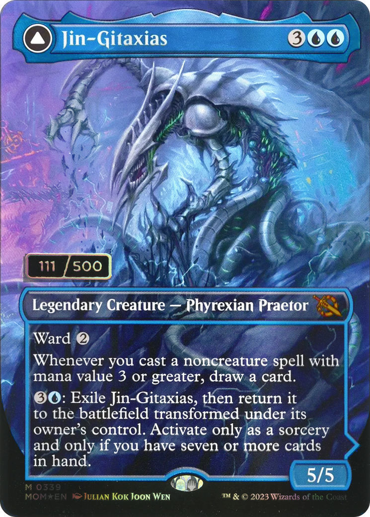 Jin-Gitaxias // The Great Synthesis (MOM-339) - March of the Machine (Borderless) Foil - Premium MTG Single from Wizards of the Coast - Just $323.96! Shop now at Game Crave Tournament Store