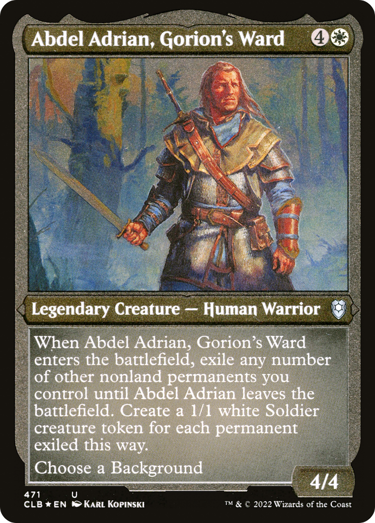 Abdel Adrian, Gorion's Ward (CLB-471) - Commander Legends: Battle for Baldur's Gate Etched Foil - Premium MTG Single from Wizards of the Coast - Just $0.08! Shop now at Game Crave Tournament Store