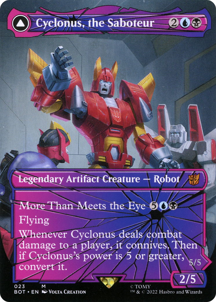 Cyclonus, the Saboteur // Cyclonus, Cybertronian Fighter (BOT-023) - Transformers: (convertdfc, shatteredglass) (Borderless) - Premium MTG Single from Wizards of the Coast - Just $2.51! Shop now at Game Crave Tournament Store