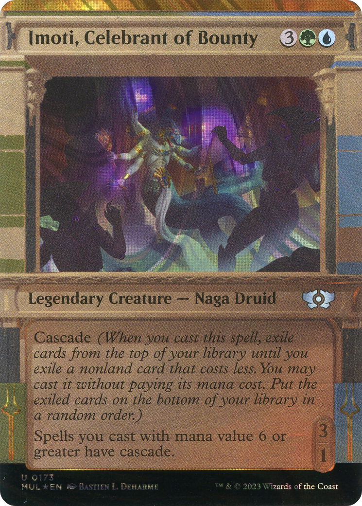 Imoti, Celebrant of Bounty (MUL-173) - Multiverse Legends: (Showcase) (Borderless) Foil - Premium MTG Single from Wizards of the Coast - Just $0.46! Shop now at Game Crave Tournament Store
