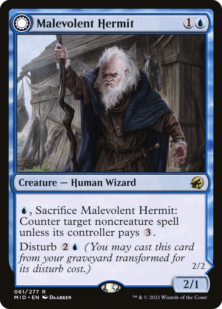Malevolent Hermit // Benevolent Geist (MID-061) - Innistrad: Midnight Hunt: (Double Faced Transform) - Premium MTG Single from Wizards of the Coast - Just $0.21! Shop now at Game Crave Tournament Store