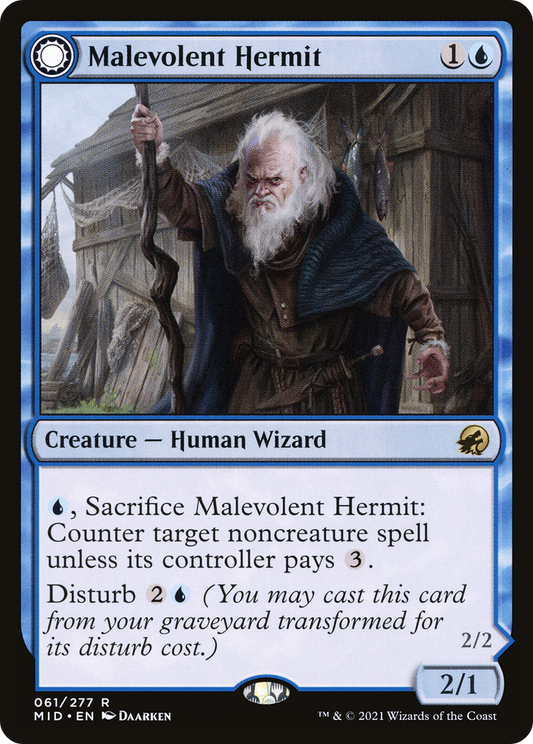 Malevolent Hermit // Benevolent Geist (MID-061) - Innistrad: Midnight Hunt: (Double Faced Transform) - Premium MTG Single from Wizards of the Coast - Just $0.21! Shop now at Game Crave Tournament Store
