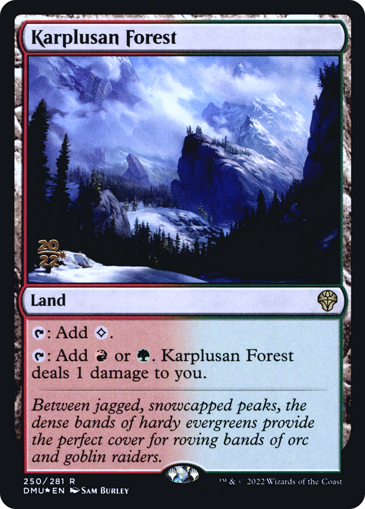 Karplusan Forest (PDMU-250S) - Dominaria United Promos Foil - Premium MTG Single from Wizards of the Coast - Just $1.20! Shop now at Game Crave Tournament Store
