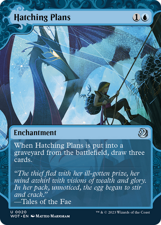 Hatching Plans (WOT-020) - Wilds of Eldraine: Enchanting Tales: (Showcase) (Borderless) Foil - Premium MTG Single from Wizards of the Coast - Just $0.08! Shop now at Game Crave Tournament Store