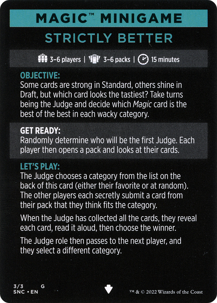 Strictly Better // Strictly Better (cont'd) (MSNC-003) - Streets of New Capenna Minigames Foil - Premium MTG Single from Wizards of the Coast - Just $0! Shop now at Game Crave Tournament Store