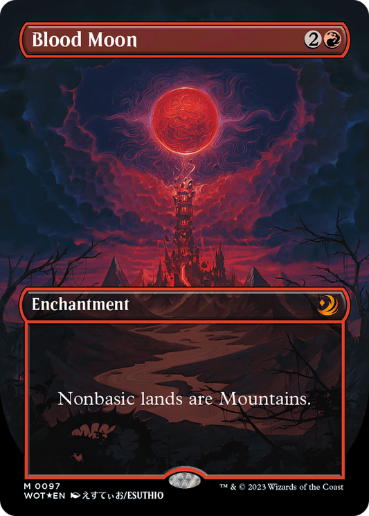 Blood Moon (WOT-097) - Wilds of Eldraine: Enchanting Tales (Borderless) Foil - Premium MTG Single from Wizards of the Coast - Just $24.46! Shop now at Game Crave Tournament Store
