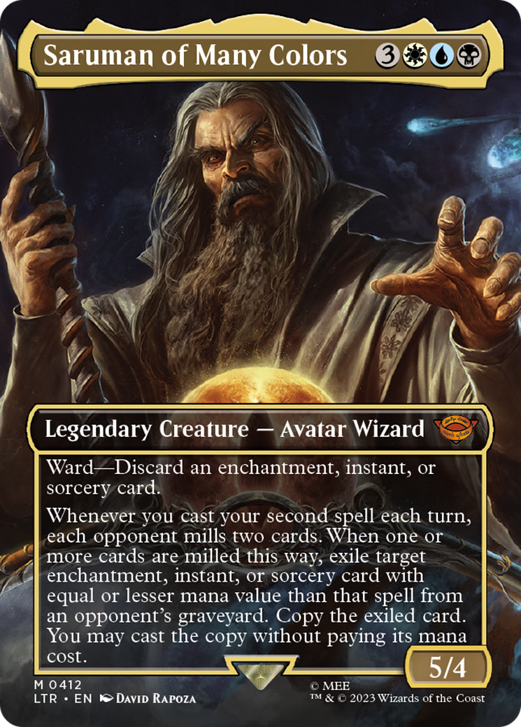 Saruman of Many Colors (LTR-412) - The Lord of the Rings: Tales of Middle-earth (Borderless) Foil - Premium MTG Single from Wizards of the Coast - Just $1.37! Shop now at Game Crave Tournament Store