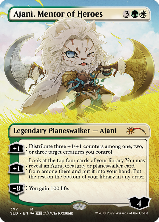 Ajani, Mentor of Heroes (SLD-397) - Secret Lair Drop (Borderless) Foil - Premium MTG Single from Wizards of the Coast - Just $1.85! Shop now at Game Crave Tournament Store