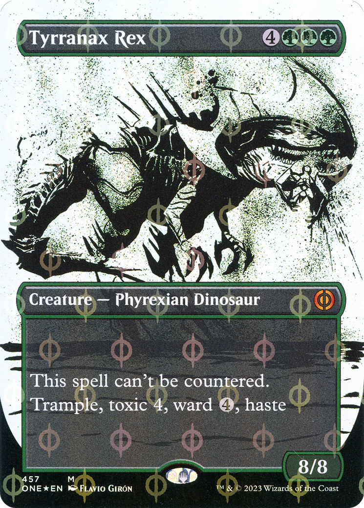 Tyrranax Rex (ONE-457) - Phyrexia: All Will Be One: (Showcase) (Borderless) Foil - Premium MTG Single from Wizards of the Coast - Just $2.66! Shop now at Game Crave Tournament Store