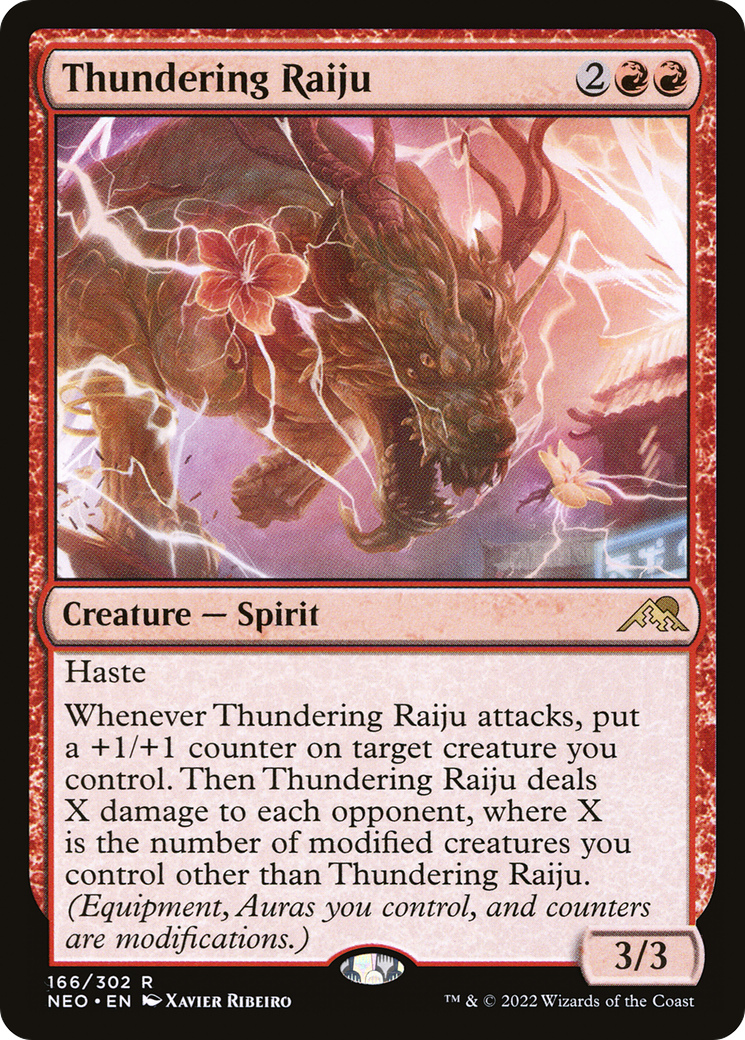 Thundering Raiju (NEO-166) - Kamigawa: Neon Dynasty Foil - Premium MTG Single from Wizards of the Coast - Just $0.24! Shop now at Game Crave Tournament Store
