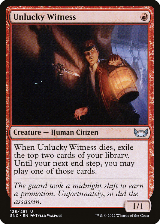 Unlucky Witness (SNC-128) - Streets of New Capenna - Premium MTG Single from Wizards of the Coast - Just $0.08! Shop now at Game Crave Tournament Store