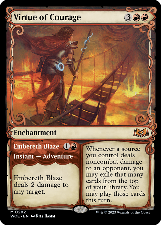 Virtue of Courage // Embereth Blaze (WOE-282) - Wilds of Eldraine: (Showcase) - Premium MTG Single from Wizards of the Coast - Just $0.97! Shop now at Game Crave Tournament Store