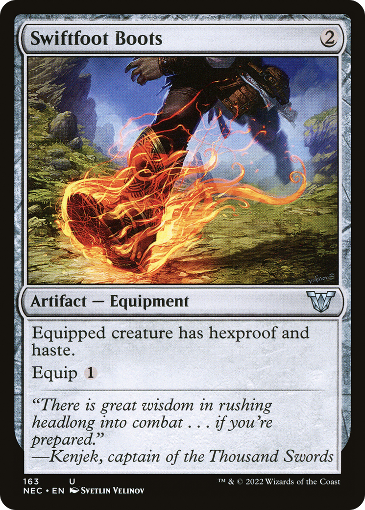 Swiftfoot Boots (NEC-163) - Neon Dynasty Commander - Premium MTG Single from Wizards of the Coast - Just $2.54! Shop now at Game Crave Tournament Store