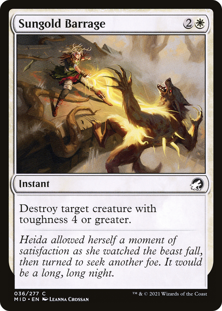 Sungold Barrage (MID-036) - Innistrad: Midnight Hunt - Premium MTG Single from Wizards of the Coast - Just $0.08! Shop now at Game Crave Tournament Store