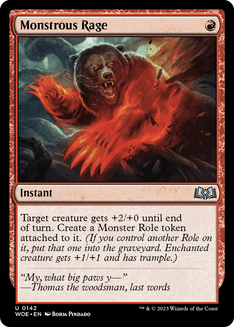 Monstrous Rage (WOE-142) - Wilds of Eldraine Foil - Premium MTG Single from Wizards of the Coast - Just $0.53! Shop now at Game Crave Tournament Store