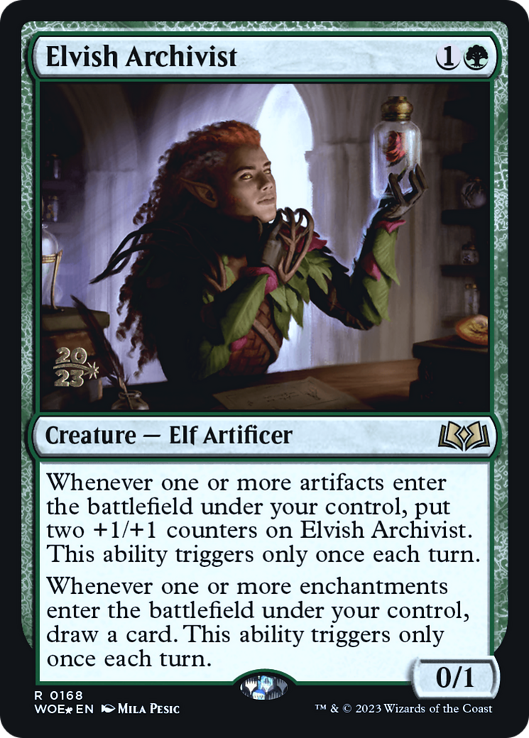 Elvish Archivist (PWOE-168S) - Wilds of Eldraine Promos Foil - Premium MTG Single from Wizards of the Coast - Just $0.12! Shop now at Game Crave Tournament Store