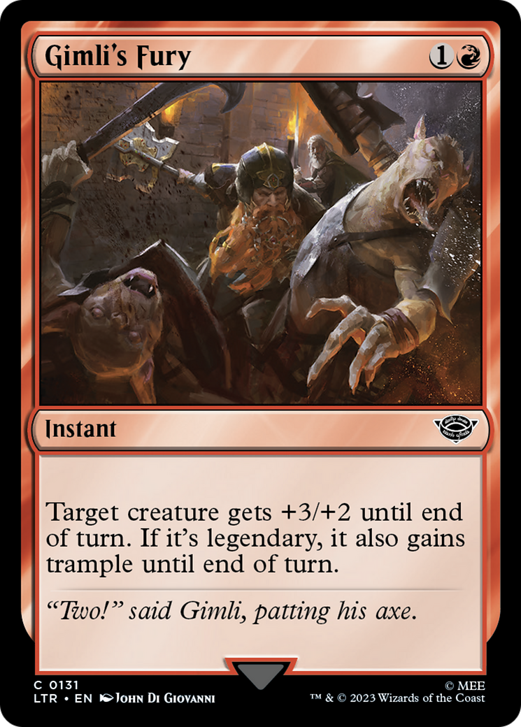 Gimli's Fury (LTR-131) - The Lord of the Rings: Tales of Middle-earth - Premium MTG Single from Wizards of the Coast - Just $0.25! Shop now at Game Crave Tournament Store