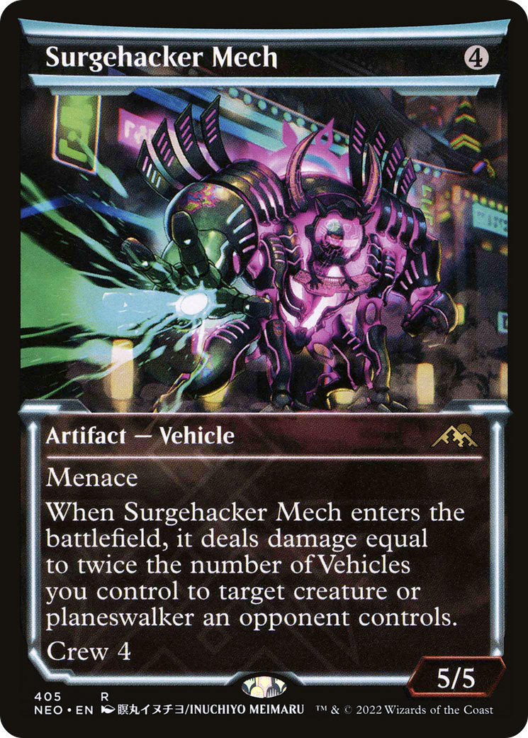 Surgehacker Mech (NEO-405) - Kamigawa: Neon Dynasty: (Showcase) Foil - Premium MTG Single from Wizards of the Coast - Just $0.15! Shop now at Game Crave Tournament Store