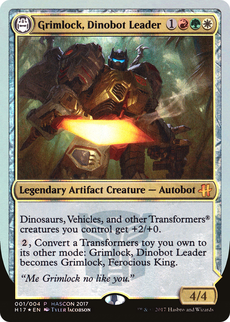Grimlock, Dinobot Leader // Grimlock, Ferocious King (H17-001) - HasCon 2017 Foil - Premium MTG Single from Wizards of the Coast - Just $169.28! Shop now at Game Crave Tournament Store