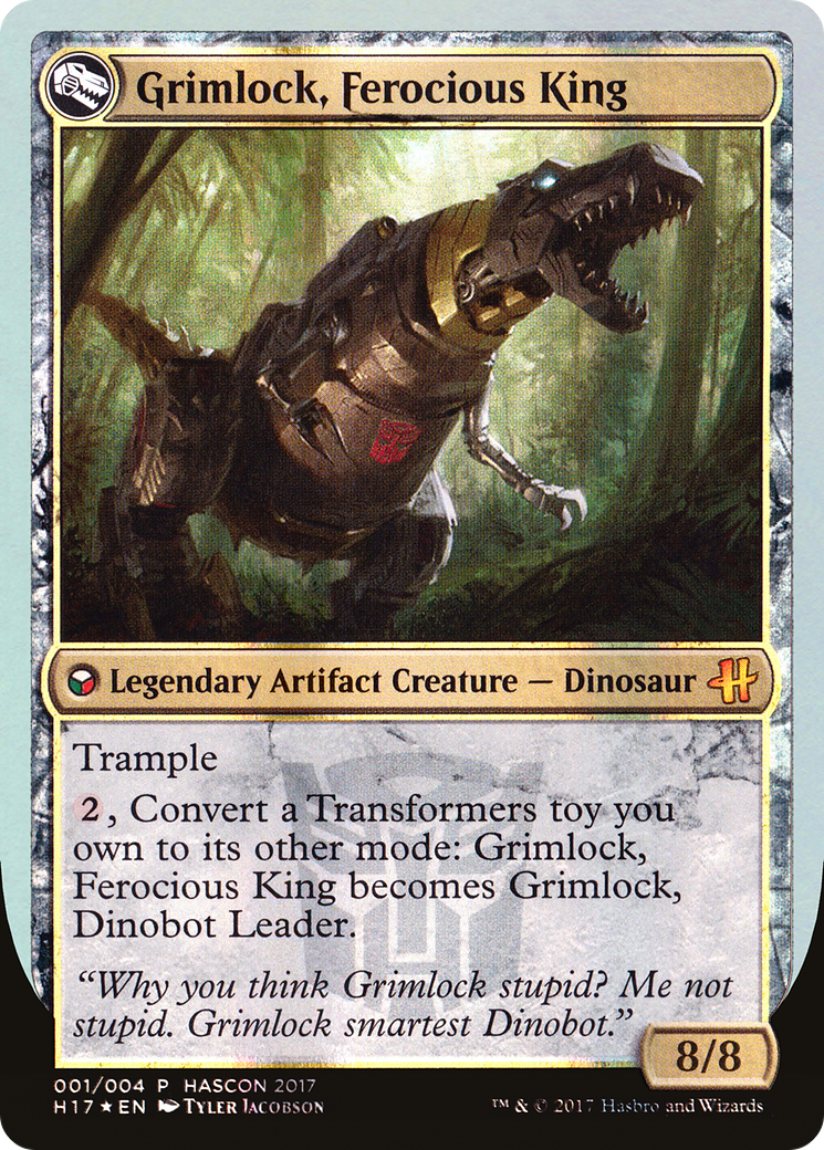 Grimlock, Dinobot Leader // Grimlock, Ferocious King (H17-001) - HasCon 2017 Foil - Premium MTG Single from Wizards of the Coast - Just $169.28! Shop now at Game Crave Tournament Store