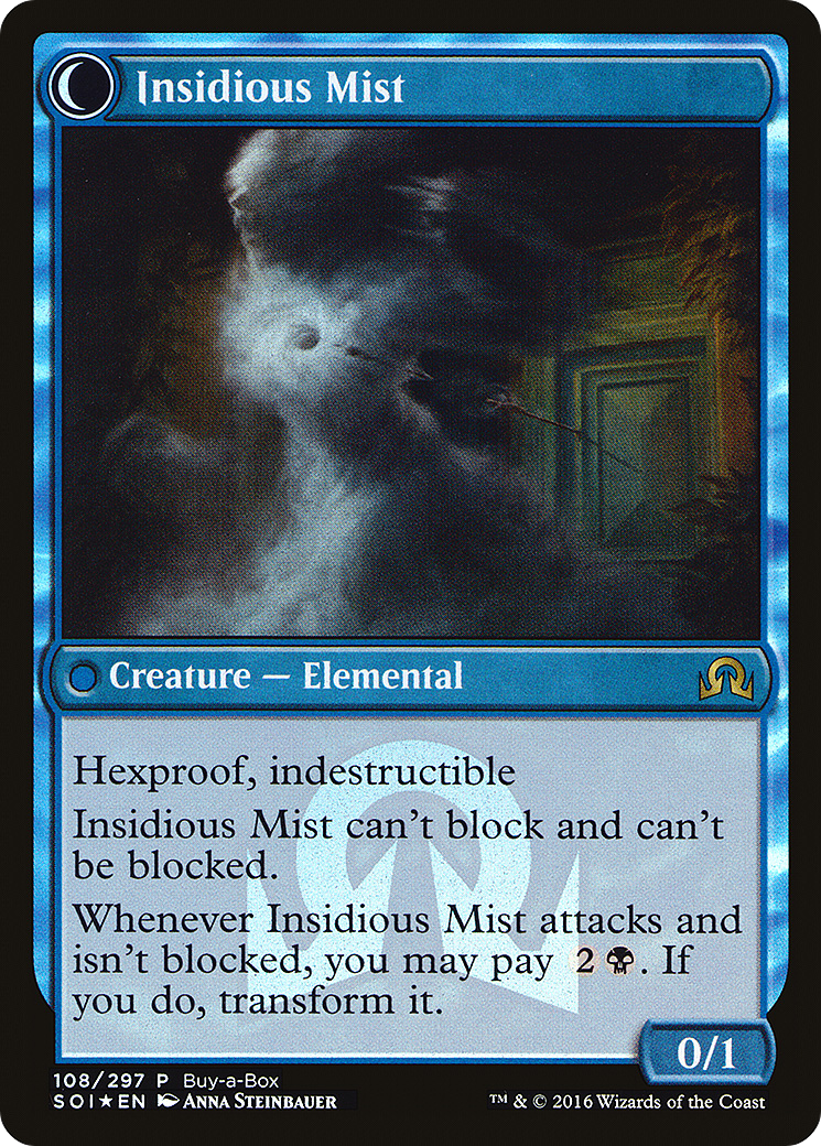 Elusive Tormentor // Insidious Mist (PSOI-108) - Shadows over Innistrad Promos: (Double Faced Transform) Foil - Premium MTG Single from Wizards of the Coast - Just $0.08! Shop now at Game Crave Tournament Store