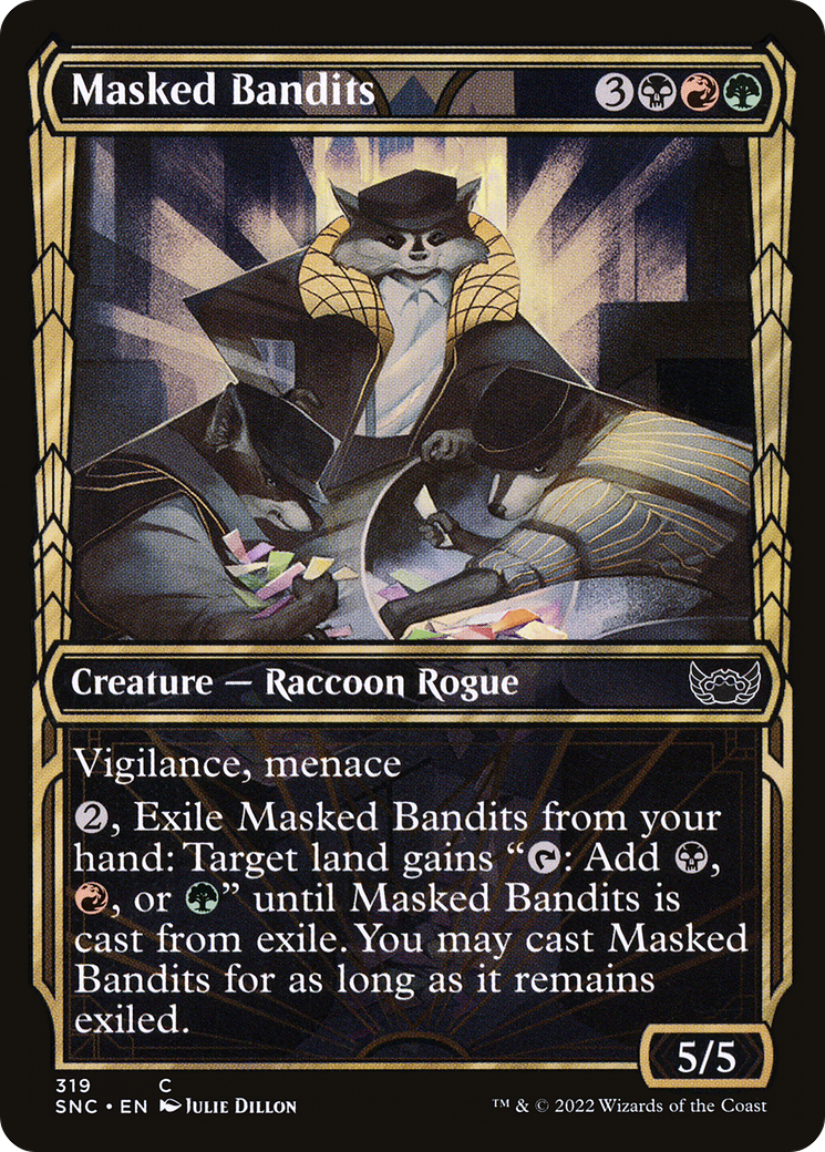 Masked Bandits (SNC-319) - Streets of New Capenna: (Showcase) - Premium MTG Single from Wizards of the Coast - Just $0.08! Shop now at Game Crave Tournament Store