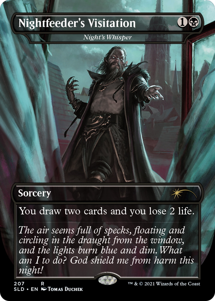 Night's Whisper (SLD-207) - Secret Lair Drop / Nightfeeder's Visitation (Borderless) - Premium MTG Single from Wizards of the Coast - Just $1.39! Shop now at Game Crave Tournament Store