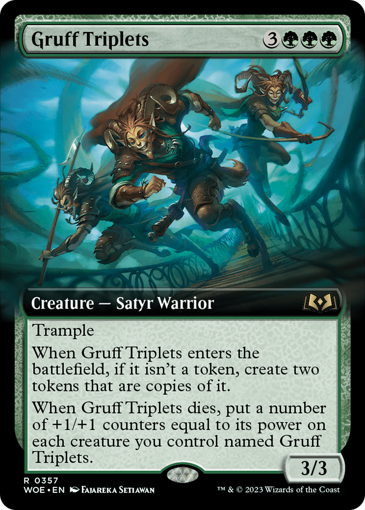 Gruff Triplets (WOE-357) - Wilds of Eldraine: (Extended Art) Foil - Premium MTG Single from Wizards of the Coast - Just $0.26! Shop now at Game Crave Tournament Store