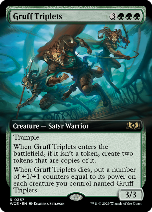 Gruff Triplets (WOE-357) - Wilds of Eldraine: (Extended Art) Foil - Premium MTG Single from Wizards of the Coast - Just $0.26! Shop now at Game Crave Tournament Store