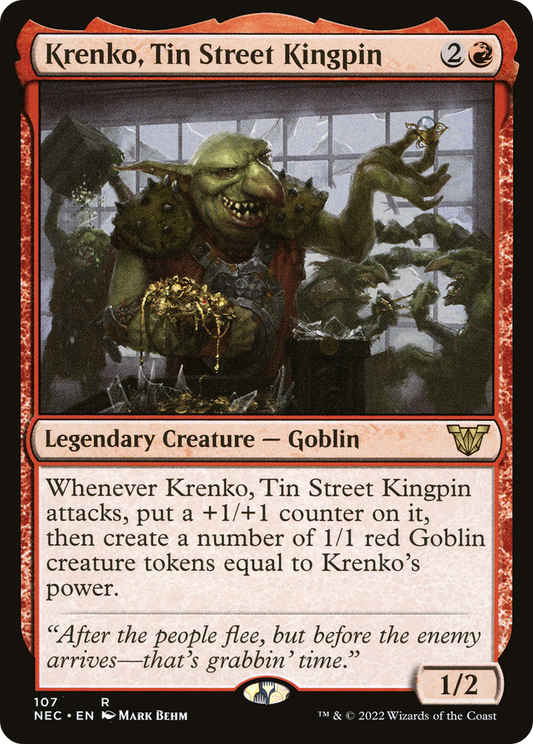 Krenko, Tin Street Kingpin (NEC-107) - Neon Dynasty Commander - Premium MTG Single from Wizards of the Coast - Just $1.46! Shop now at Game Crave Tournament Store
