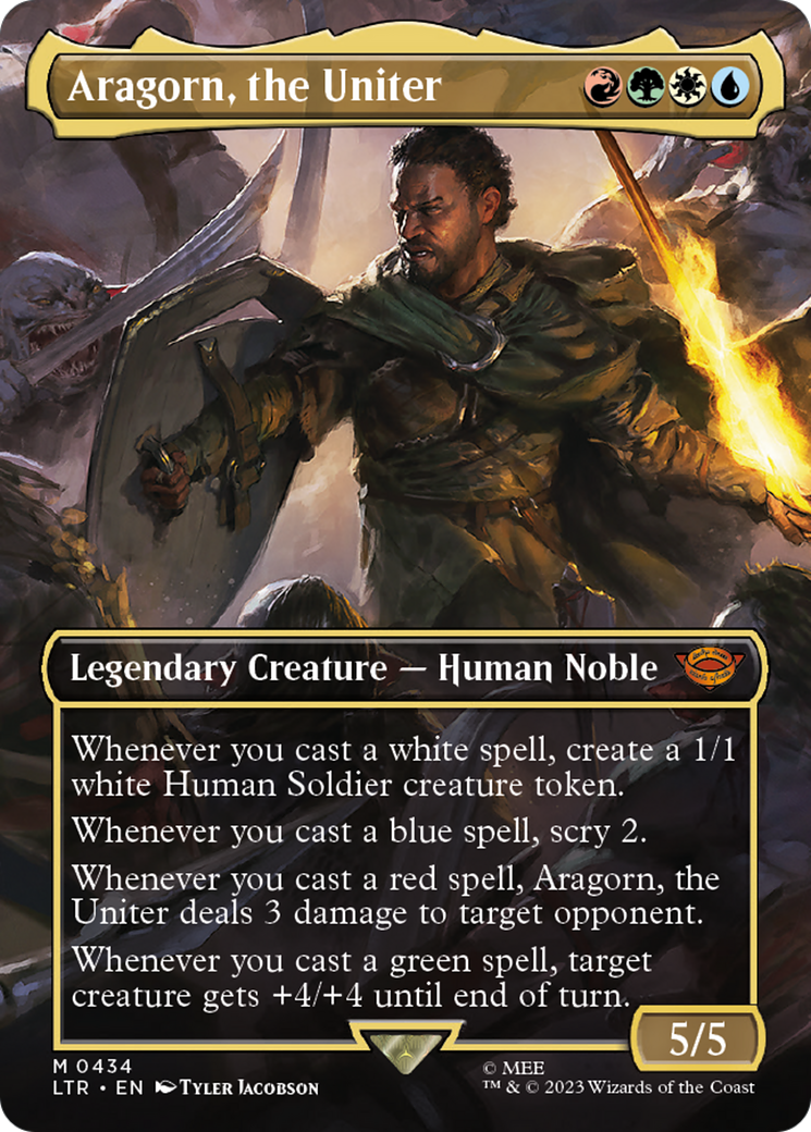 Aragorn, the Uniter (LTR-434) - The Lord of the Rings: Tales of Middle-earth (Borderless) - Premium MTG Single from Wizards of the Coast - Just $2.04! Shop now at Game Crave Tournament Store