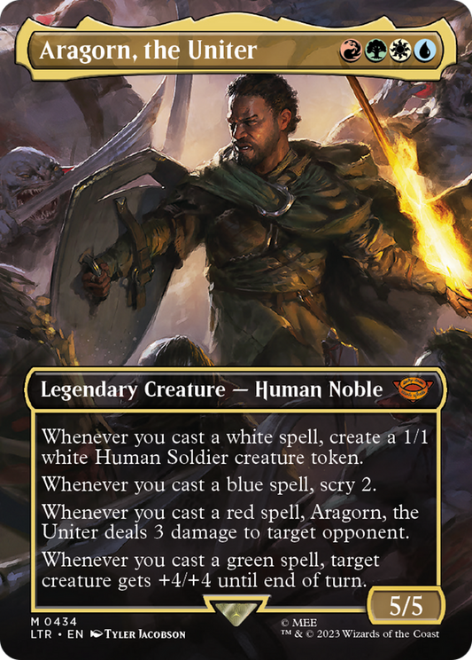 Aragorn, the Uniter (LTR-434) - The Lord of the Rings: Tales of Middle-earth (Borderless) Foil - Premium MTG Single from Wizards of the Coast - Just $3.51! Shop now at Game Crave Tournament Store