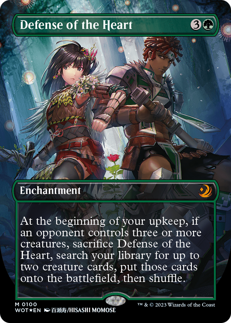 Defense of the Heart (WOT-100) - Wilds of Eldraine: Enchanting Tales (Borderless) Foil - Premium MTG Single from Wizards of the Coast - Just $90.50! Shop now at Game Crave Tournament Store