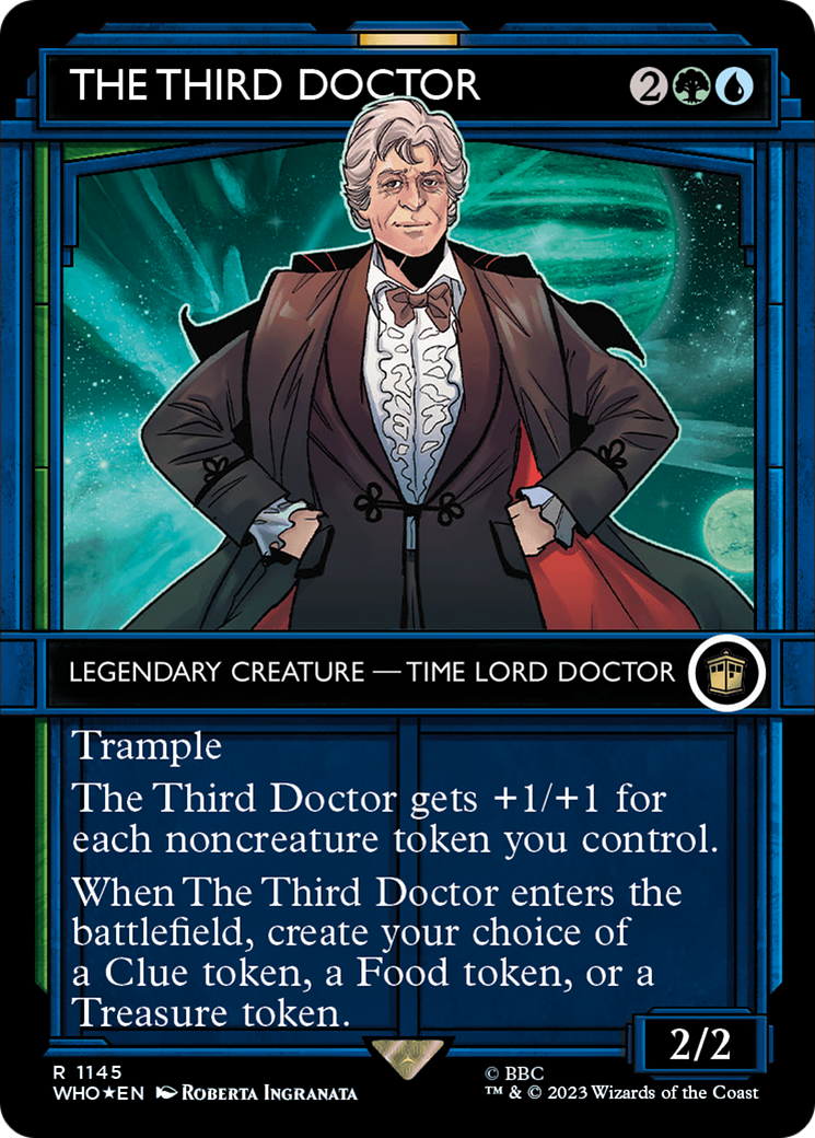 The Third Doctor (WHO-1145) - Doctor Who: (Showcase) (Borderless) Foil - Premium MTG Single from Wizards of the Coast - Just $1.85! Shop now at Game Crave Tournament Store