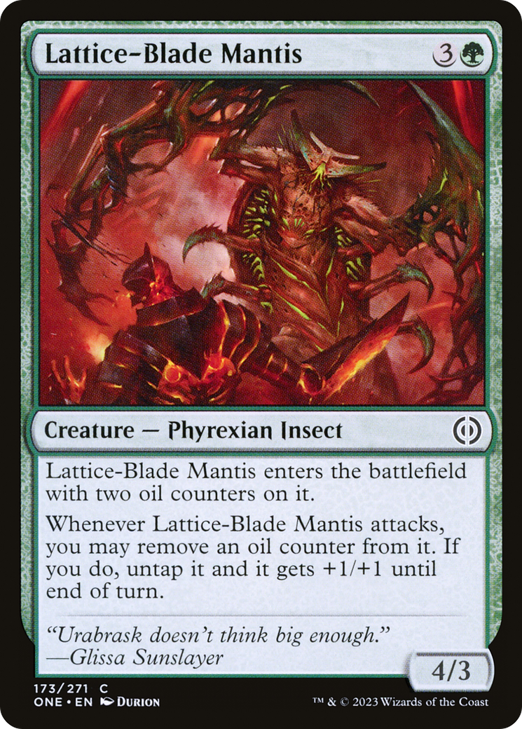 Lattice-Blade Mantis (ONE-173) - Phyrexia: All Will Be One - Premium MTG Single from Wizards of the Coast - Just $0.25! Shop now at Game Crave Tournament Store