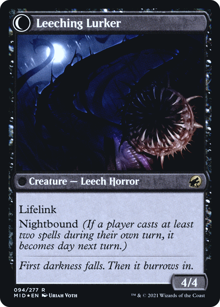Curse of Leeches // Leeching Lurker (PMID-94S) - Innistrad: Midnight Hunt Promos: (Double Faced Transform) Foil - Premium MTG Single from Wizards of the Coast - Just $0.34! Shop now at Game Crave Tournament Store