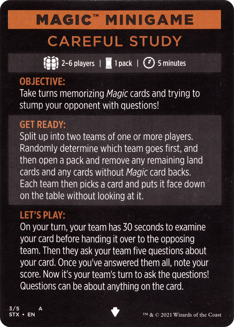 Careful Study (minigame) // Careful Study (cont'd) (MSTX-003) - Strixhaven: School of Mages Minigames Foil - Premium MTG Single from Wizards of the Coast - Just $0! Shop now at Game Crave Tournament Store