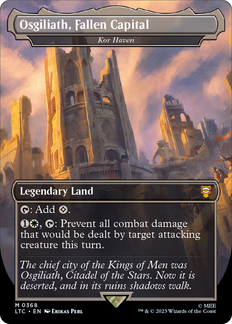 Kor Haven (LTC-368) - Tales of Middle-earth Commander / Osgiliath, Fallen Capital (Borderless) Foil - Premium MTG Single from Wizards of the Coast - Just $3.15! Shop now at Game Crave Tournament Store