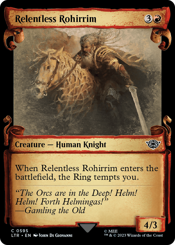 Relentless Rohirrim (LTR-595) - The Lord of the Rings: Tales of Middle-earth: (Showcase) Foil - Premium MTG Single from Wizards of the Coast - Just $0.25! Shop now at Game Crave Tournament Store