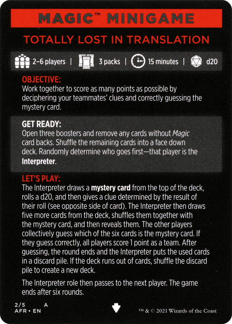 Totally Lost in Translation // Totally Lost in Translation (cont'd) (MAFR-002) - Adventures in the Forgotten Realms Minigames Foil - Premium MTG Single from Wizards of the Coast - Just $0! Shop now at Game Crave Tournament Store