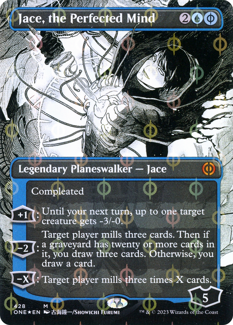 Jace, the Perfected Mind (ONE-428) - Phyrexia: All Will Be One: (Showcase) (Borderless) Foil - Premium MTG Single from Wizards of the Coast - Just $4.02! Shop now at Game Crave Tournament Store