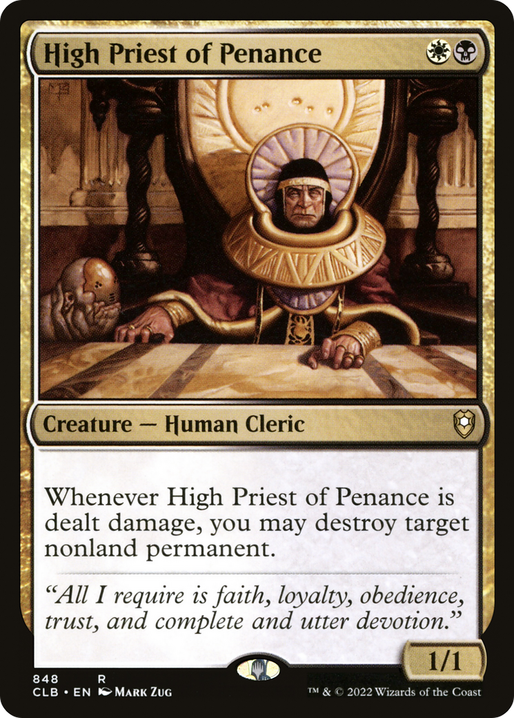 High Priest of Penance (CLB-848) - Commander Legends: Battle for Baldur's Gate - Premium MTG Single from Wizards of the Coast - Just $0.25! Shop now at Game Crave Tournament Store