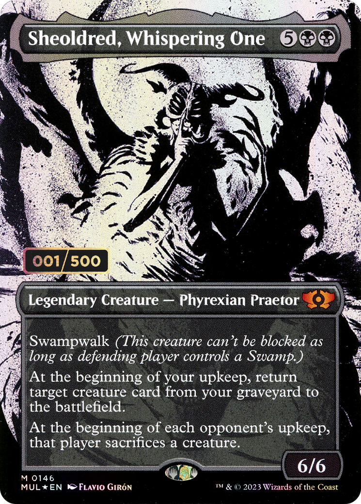 Sheoldred, Whispering One (MUL-146Z) - Multiverse Legends: (Showcase) (Borderless) Foil - Premium MTG Single from Wizards of the Coast - Just $120! Shop now at Game Crave Tournament Store