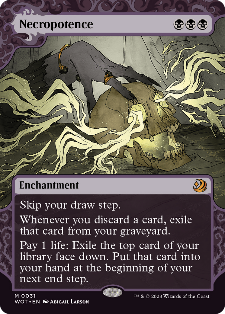 Necropotence (WOT-031) - Wilds of Eldraine: Enchanting Tales: (Showcase) (Borderless) Foil - Premium MTG Single from Wizards of the Coast - Just $5.24! Shop now at Game Crave Tournament Store