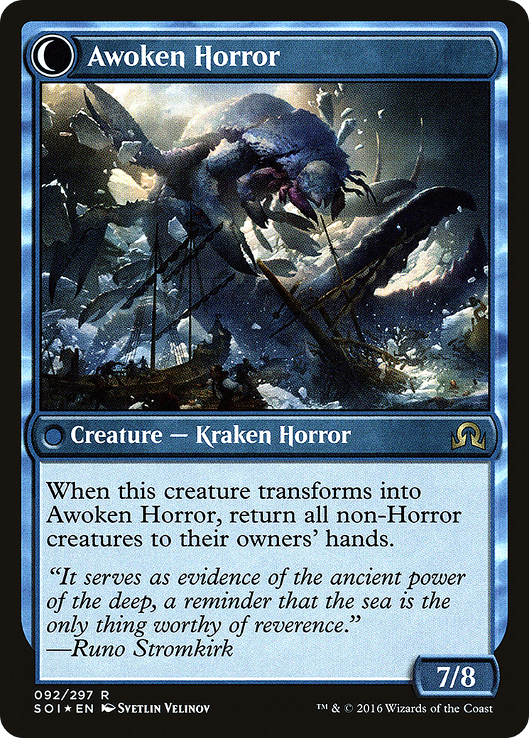 Thing in the Ice // Awoken Horror (PSOI-92S) - Shadows over Innistrad Promos: (Double Faced Transform) Foil - Premium MTG Single from Wizards of the Coast - Just $0.91! Shop now at Game Crave Tournament Store